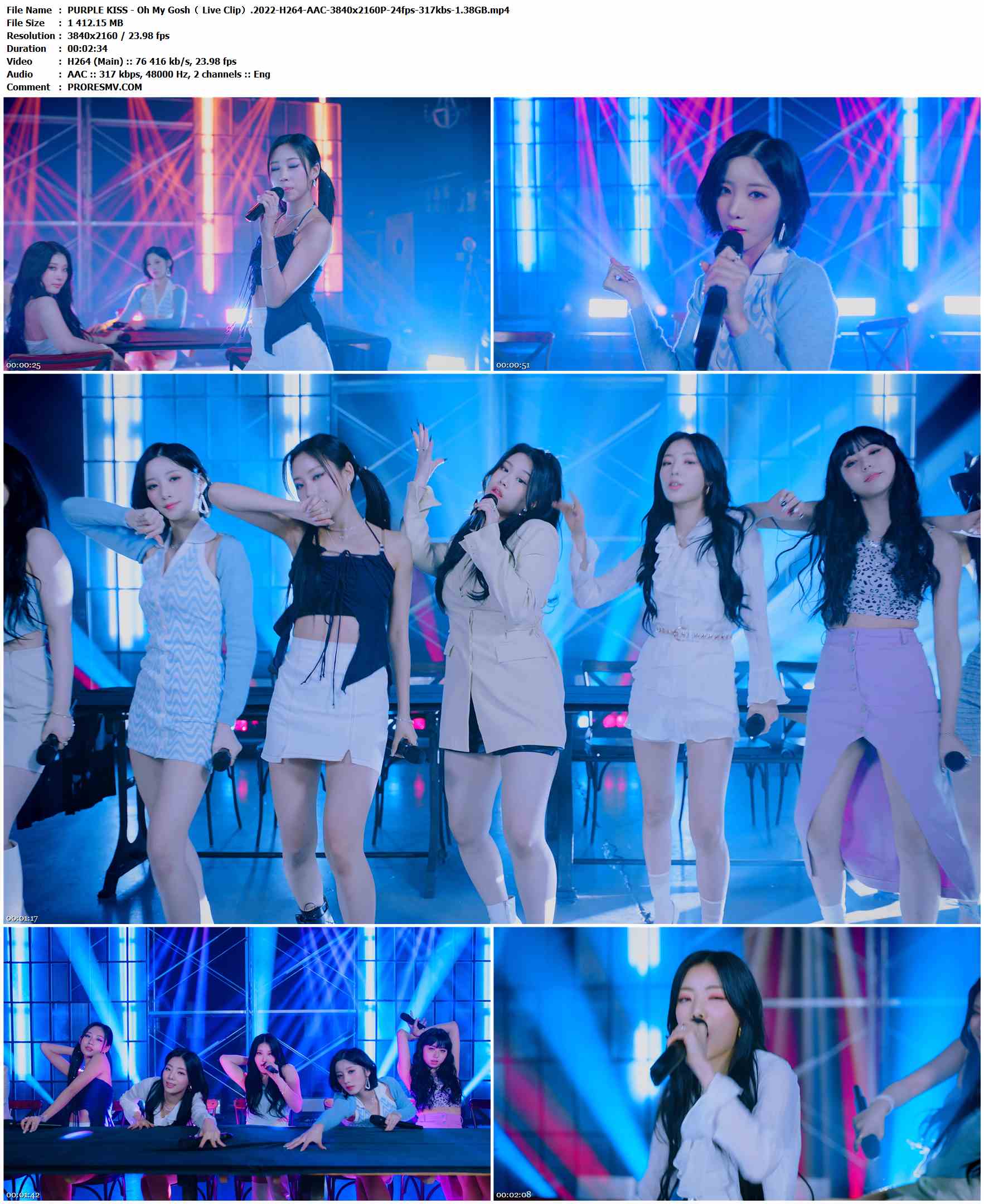 PURPLE KISS - Oh My Gosh（ Live Clip）.2022-H264-AAC-3840x2160P-24fps-317kbs-1.38GB官方MV_高清MV